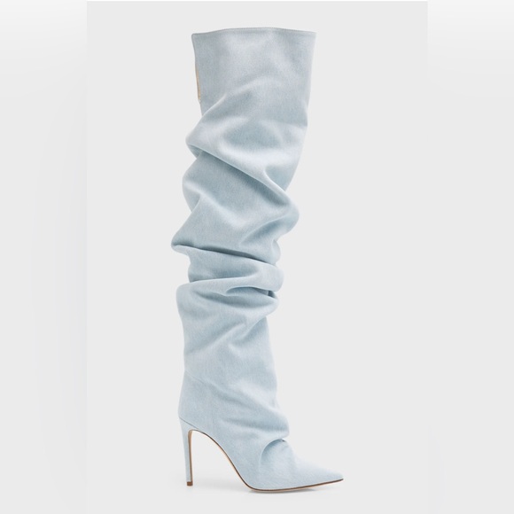 Prota Fiori Primavera Recycled Denim Over-The-Knee Boots - Picture 1 of 17